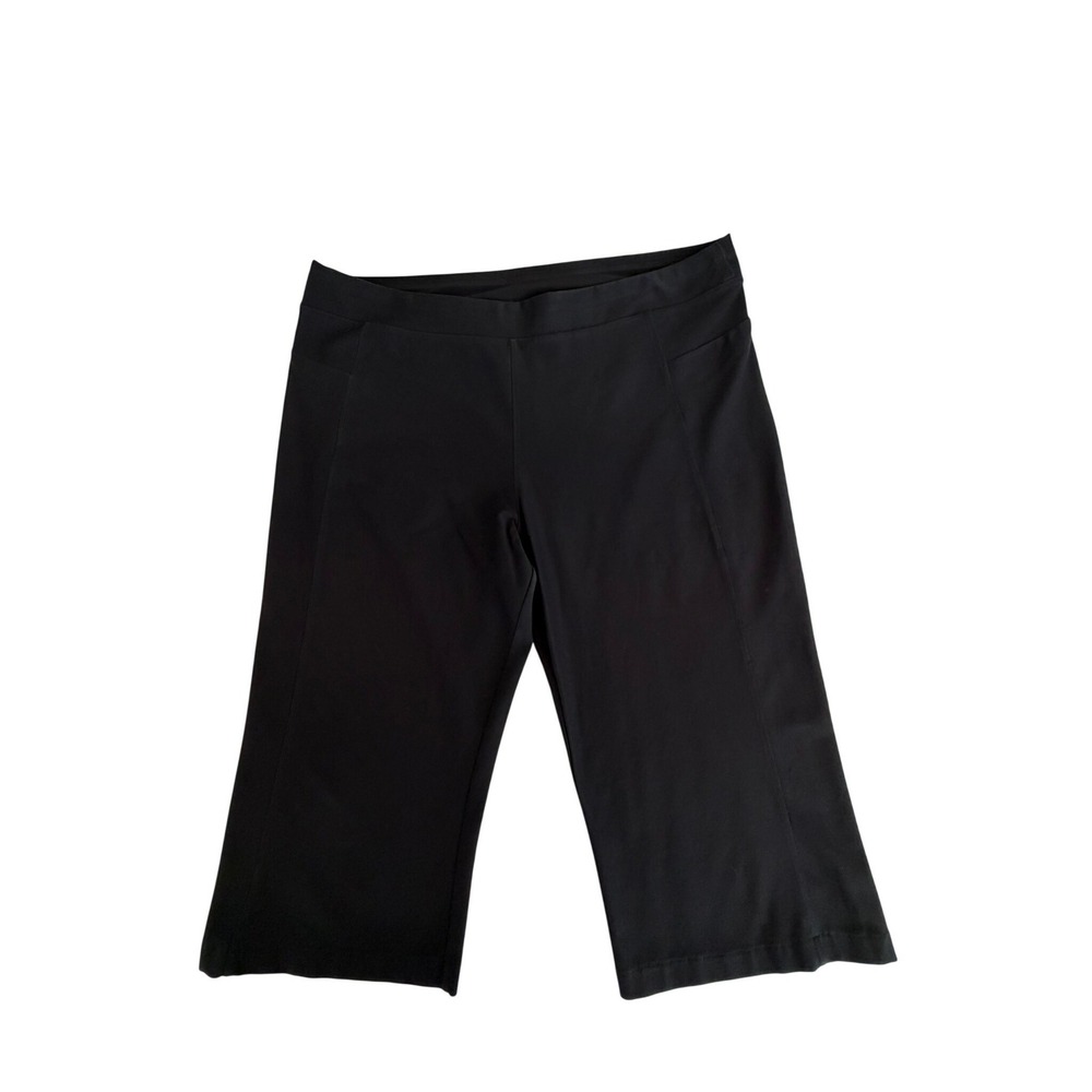 LL Bean Activewear Pants Womens Black Plus Size 1X OHBM7 Stretch Pocket Cropped